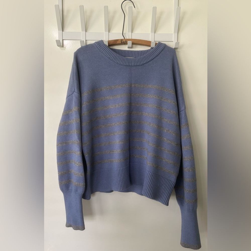 Blue and Grey striped Philosophy sweater. XL.